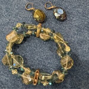 Beautiful reflective large beads bracelet & earrings